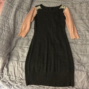 BCX Dress size XS pink and dark grey with pearl detail on shoulders